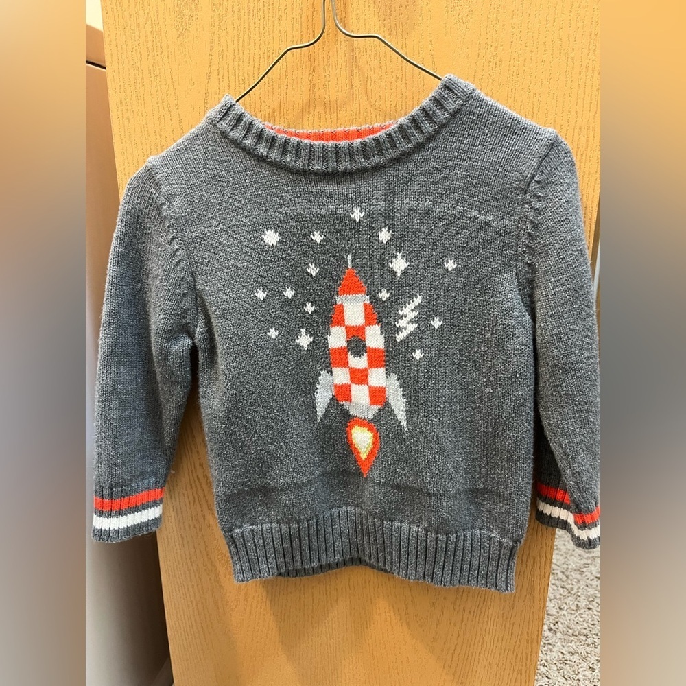 Cat & Jack Rocketship Sweater Heather Gray - Picture 4 of 11